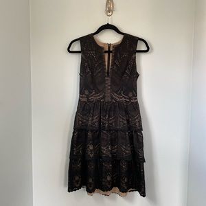 BCBGMaxAzria Black and Tan Midi Dress